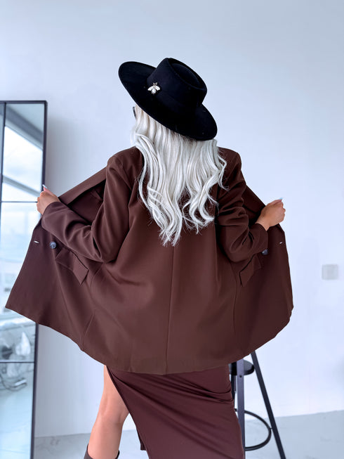 Oversize, klasiska žakete - DARK CHOCOLATE